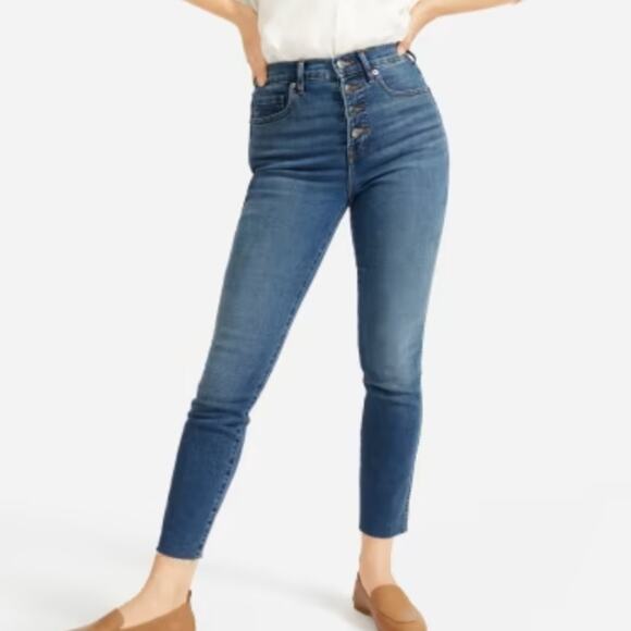 Everlane The Vintage High Rise Button Fly Skinny Ankle Jean 24 - Picture 1 of 9